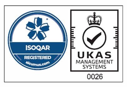 Alcumus ISOQAR ISO 27001: 2022 logo.